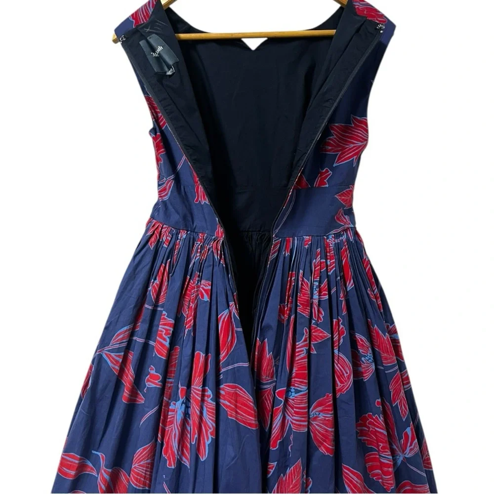 ModCloth Blue Fit & Flare Midi Dress Women’s 00 Sleeveless Lined Back Zip Retro - Picture 4 of 6